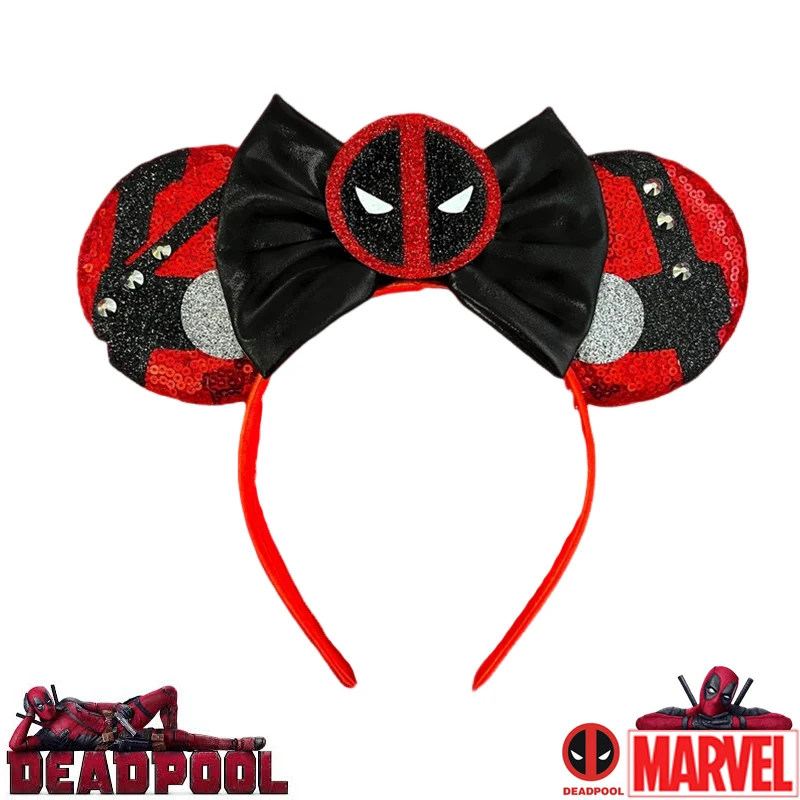 Disney Deadpool Headbands for Girls Anti-hero Wade Winston Wilson Hair Accessories Women Marvel Ears Hairband Kids Festival Gift marvel star lord bow rocket raccoon ears headbands for women groot hair band girls guardians of the galaxy type hair accessories