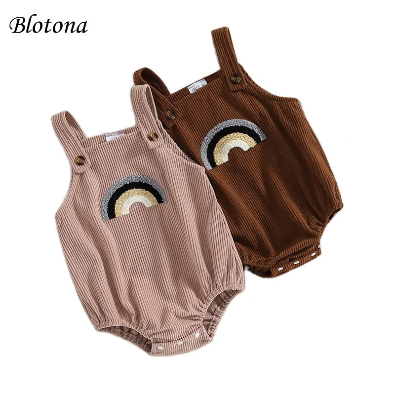 

Комбинезон вельветовый для маленьких мальчиков и девочек, без рукавов, с квадратным вырезом и радужной вышивкой