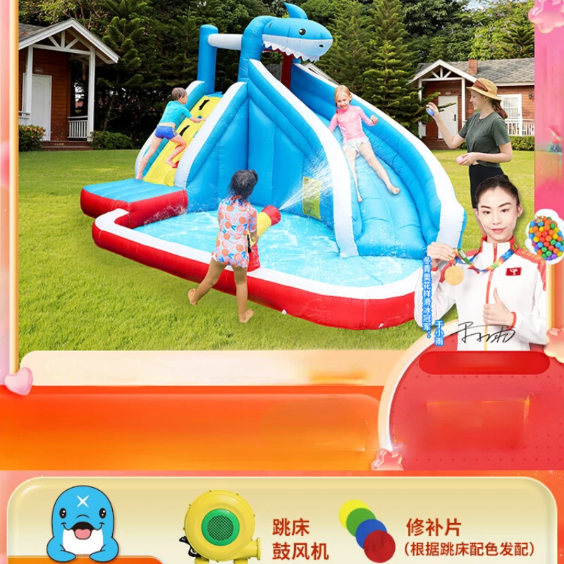 

Shark Slide Inflatable Castle Indoor Outdoor Trampoline Trampoline Kindergarten Naughty Castle