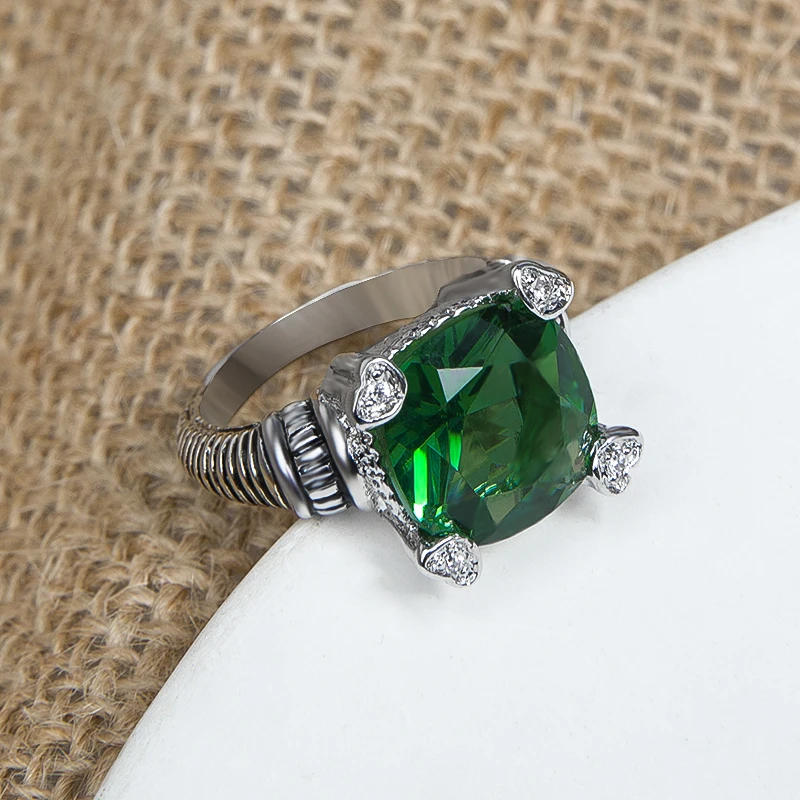 120849 : 18 Carat White Gold Emerald & Diamond Ring - Abrecht Bird Jewellers
