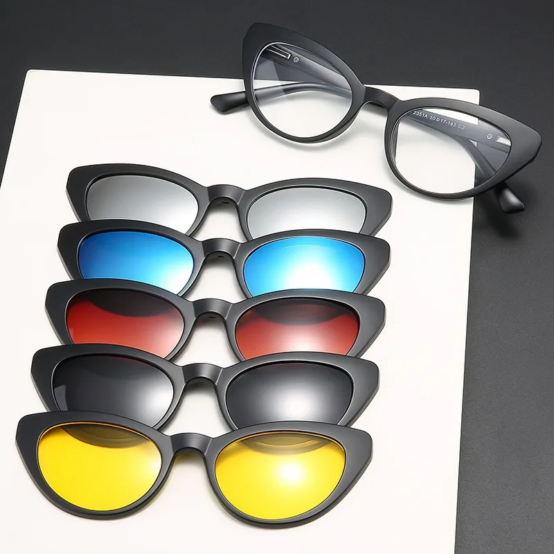 

Оправа для очков женская с клипсой 5 шт. поляризационные солнцезащитные очки магнитные очки мужские очки UV400 очки 2351D