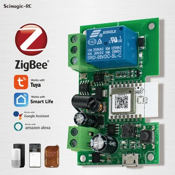 지그비 스마트 스위치 릴레이 차단기, 알렉사 구글 어시스턴트로 작동, USB5V, 12V, 24V 모듈, 7-32V, 85-250V, 110V, 220V, 10A, 1 채널