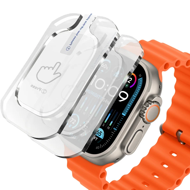 

Закаленное стекло для защиты экрана для Apple Watch Ultra 49 мм, набор инструментов против царапин и автовыравнивания для iWatch Ultra2 HD, прозрачная пленка