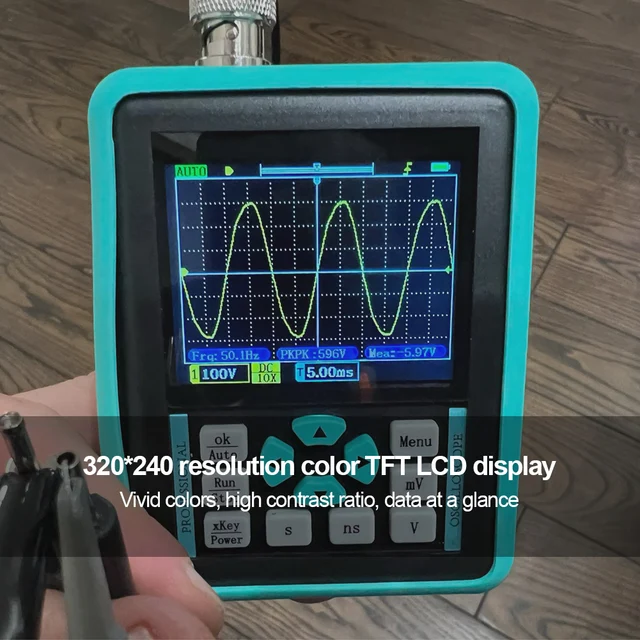 SDS1104 Osciloscopio digital portátil osciloscopio digital con pantalla LCD  de 7 pulgadas, kit de osciloscopio profesional con frecuencia de muestreo