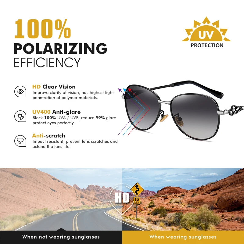 LIOUMO Elegant Square Sunglasses Women Polarized Fashion Diamond Glasses Lady Anti-Glare Gradient Lens UV400 gafas de sol mujer