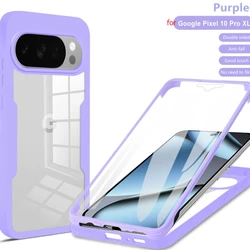 360 Full Protection Shockproof Clear Phone Case with Front and Back Coverage for Google Pixel 10a (PURPLE)