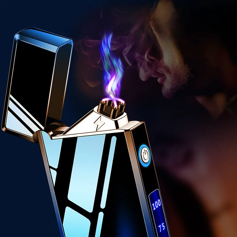 Single Arc Electric lighter Metal Windproof flameless USB Touch Sensing Cigarette Lighter Outdoor portable lighter men's gifts 3