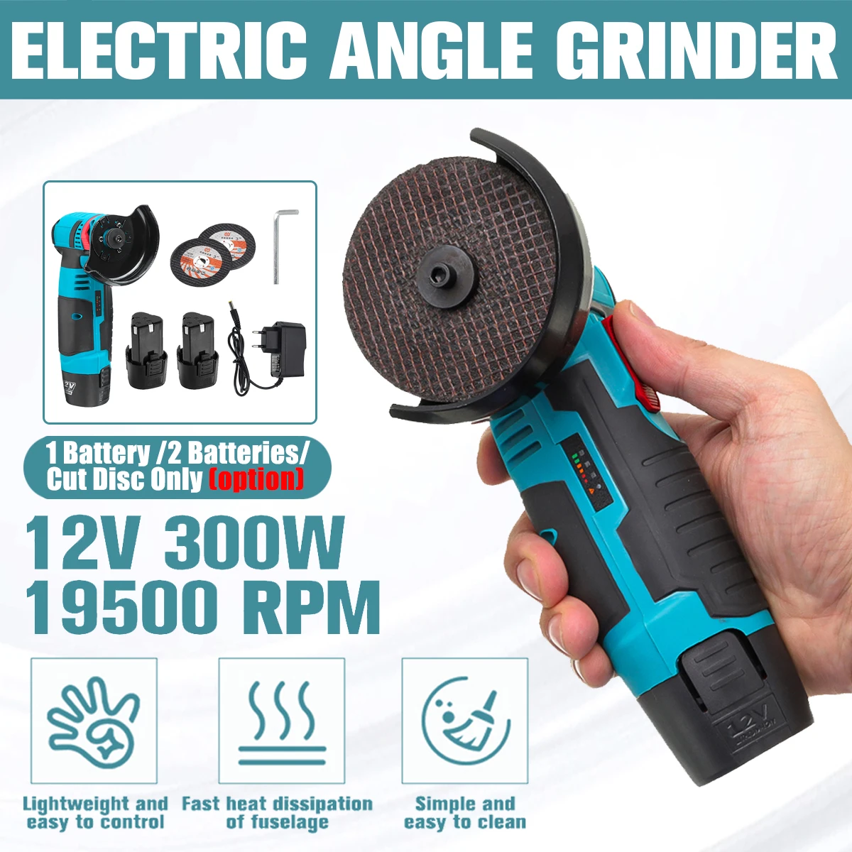 Mini Cordless Angle Grinder Brushless Cutter 12V Small Polishing Machine Cutting Portable Polisher Power Tool Saw Blade Home DIY