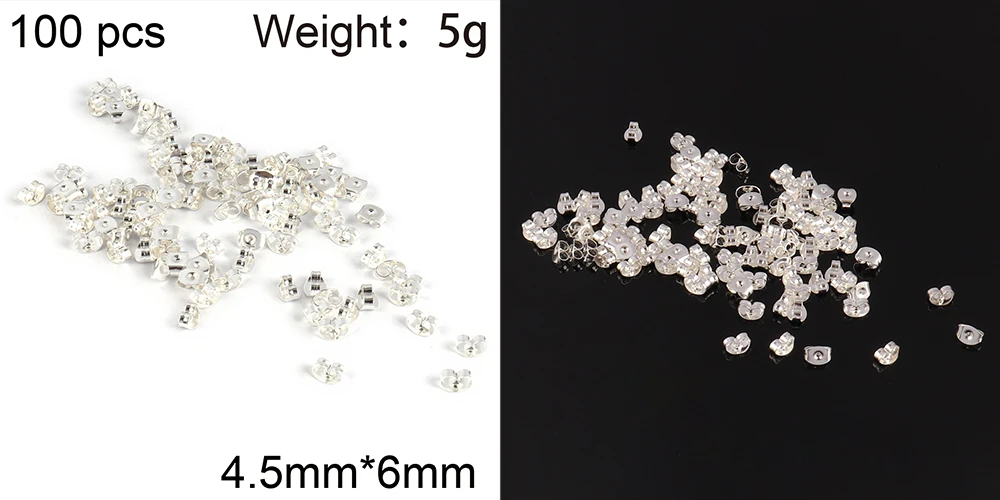 100PCS Stud Ohrring Zurück Stecker Edelstahl Ohrstöpsel Schmetterling Ohrring Rücken Stopper Ohrstöpsel Ohrring DIY Schmuck Erkenntnisse 4x6mm – Detail 3