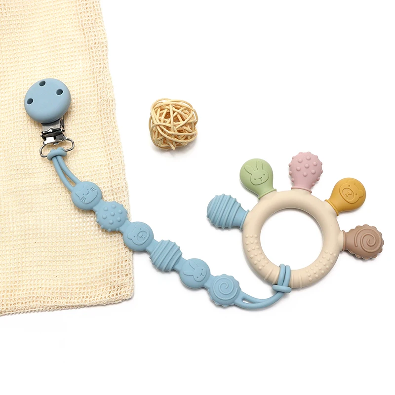 BPA Free Baby Silicone Teethers Sensory Toy Easy to Grasp Infant Teething Toys Food Grade Chewable Toys for Babies Newborn Gifts 6