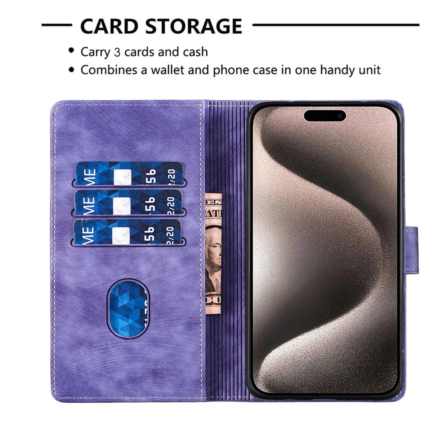 Premium PU Leather Flip Wallet Phone Case with Card Holder and Stand Feature, Book Style Cover