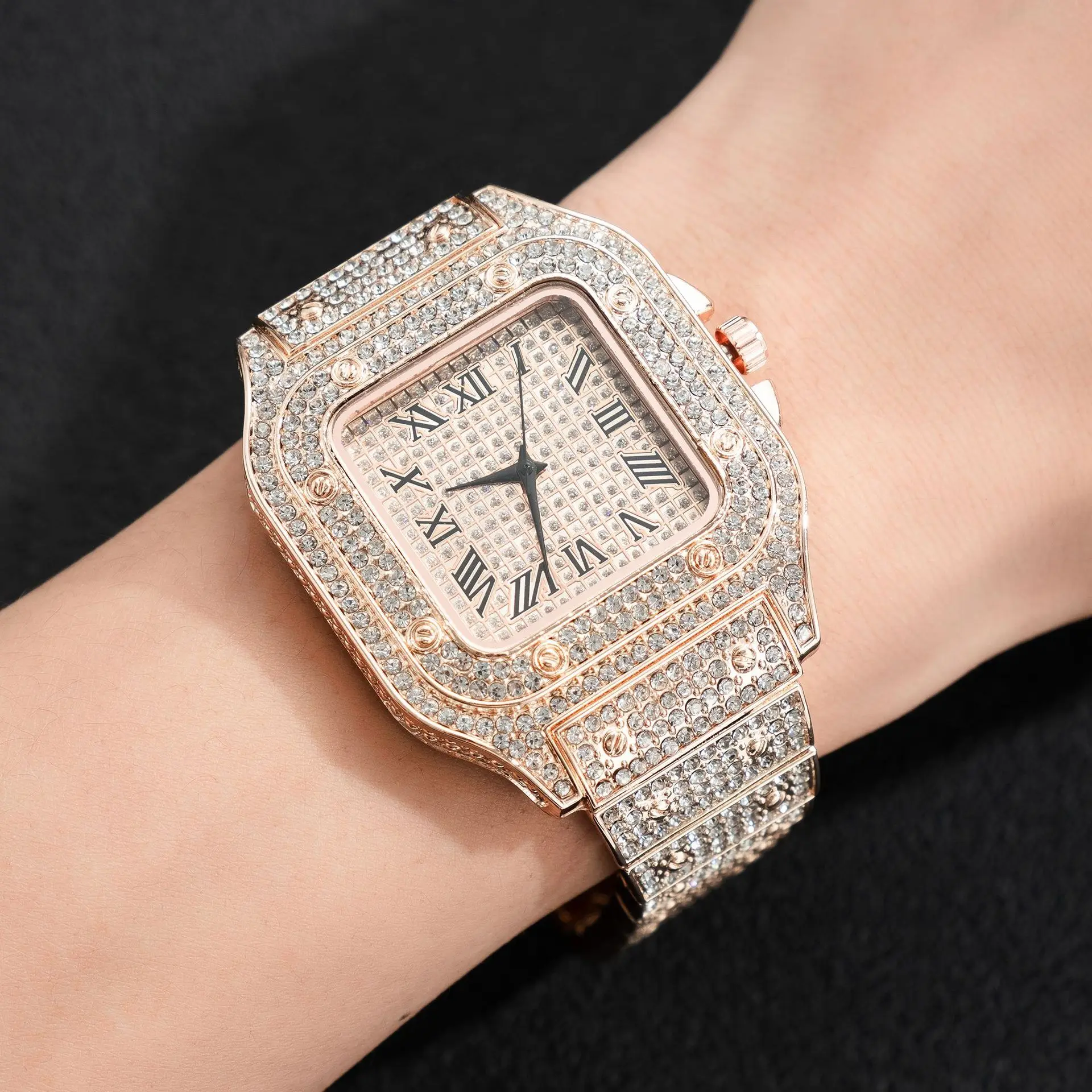 Watch Luxury Golden Rose Gold Silver Hip Hop Mens Diamond Stylish