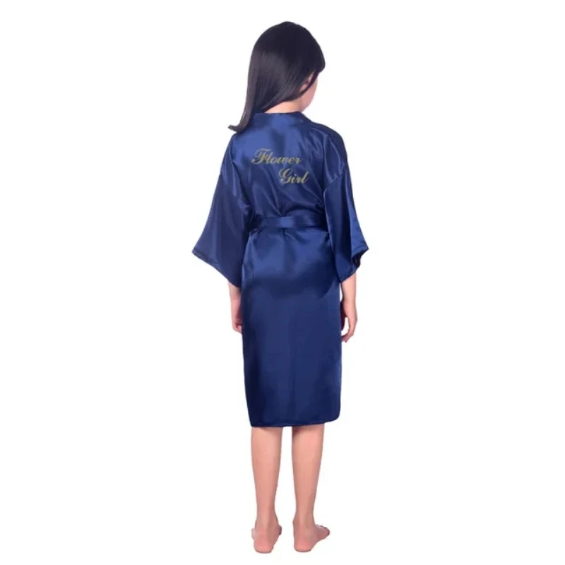 Kids Gold Glitter Pure-colored Robe Satin Silky for Flower Girl Bridal Party Wedding Getting Ready, Kids Robe