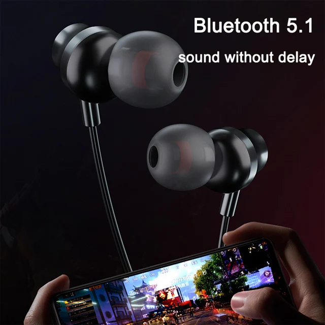 Trådløse hodetelefoner V5.1 Bluetooth-øretelefoner Bass Stereo Trådløs halsbånd-øretelefon 4