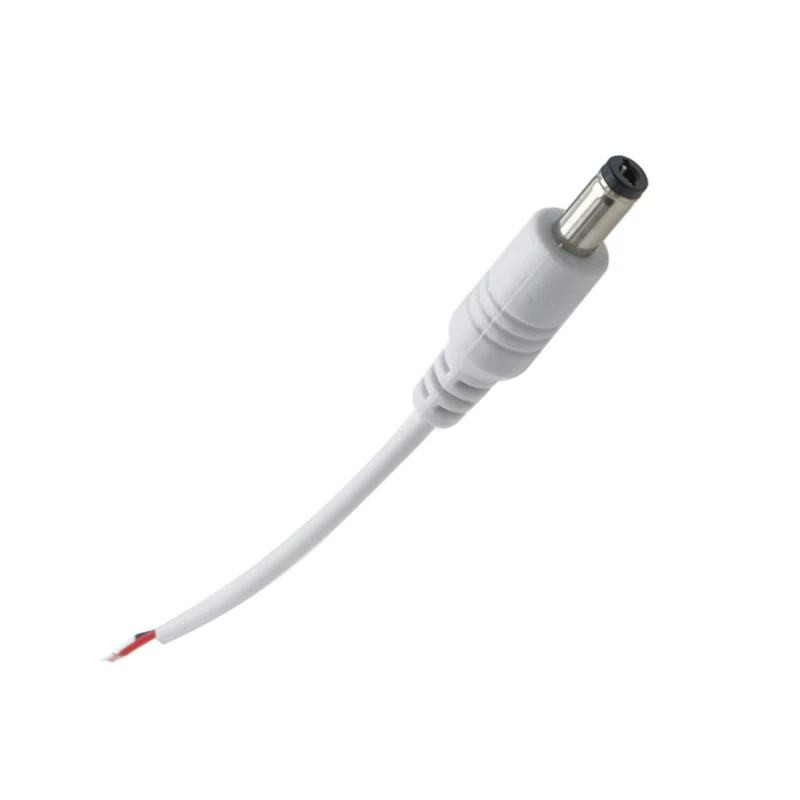 DC 케이블 순수 구리 와이어 암수 커넥터, PVC 절연 전원 코드, 피그테일-펜 엔드 화이트 12V 공급, 5.5x2.5 2.1mm