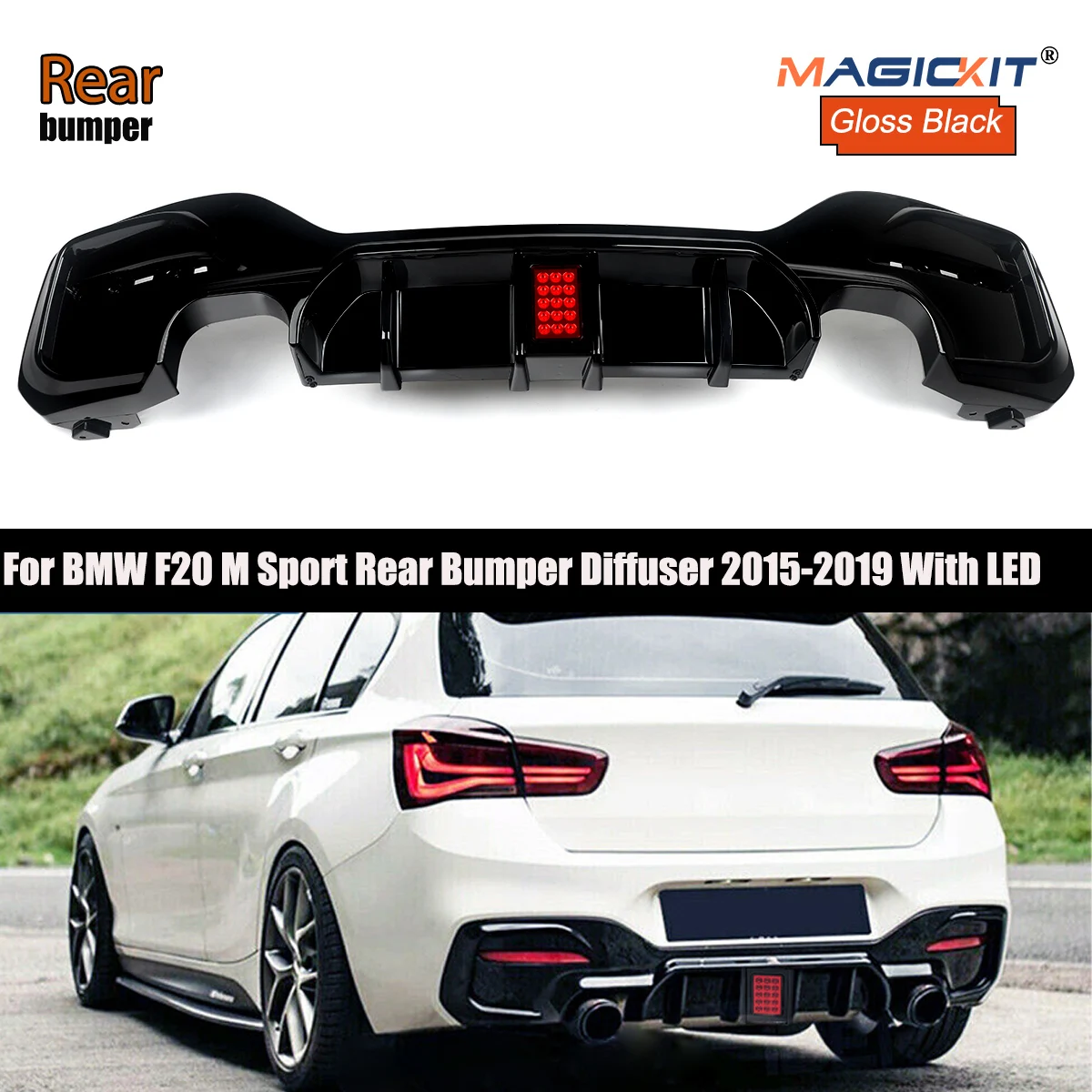 For-BMW-F20-M-Sport-M-Tech-Rear-Bumper-Diffuser-Spoiler-2015-2019-Car ...