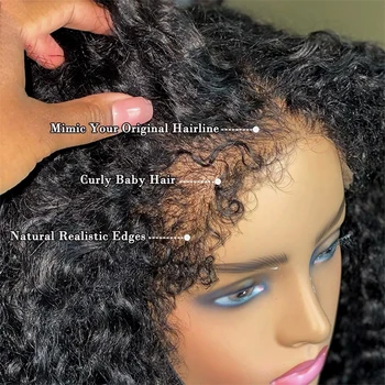4C Edges Curly Human Hair Wigs Kinky Curly 13x6 HD Lace Frontal Wig 250% Deep Wave 13x4 Lace Front Human Hair Wigs on Sale 1