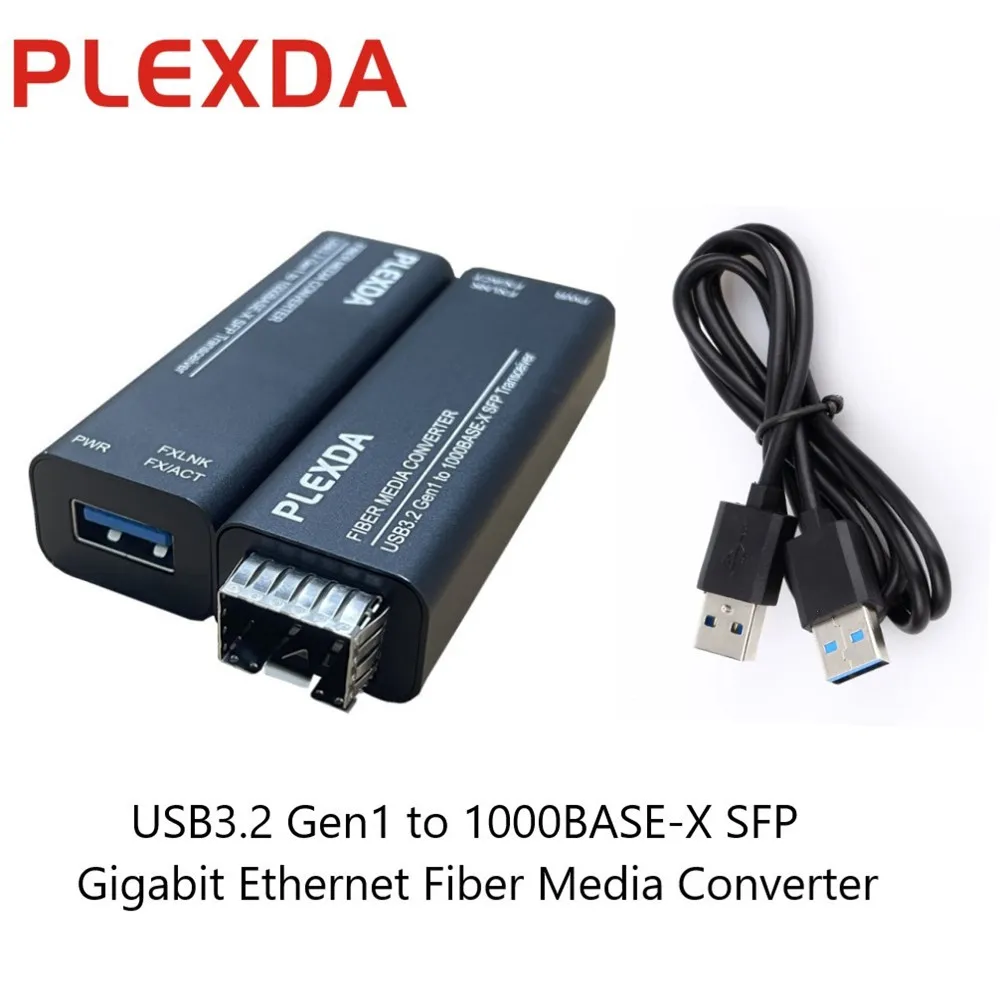Ethernet Media Converter Plexda USB3.2 Gen1 to 1000Base-X SFP USB3.0 to Gigabit optical network (FMC-GUSB-SFP-PCBA)