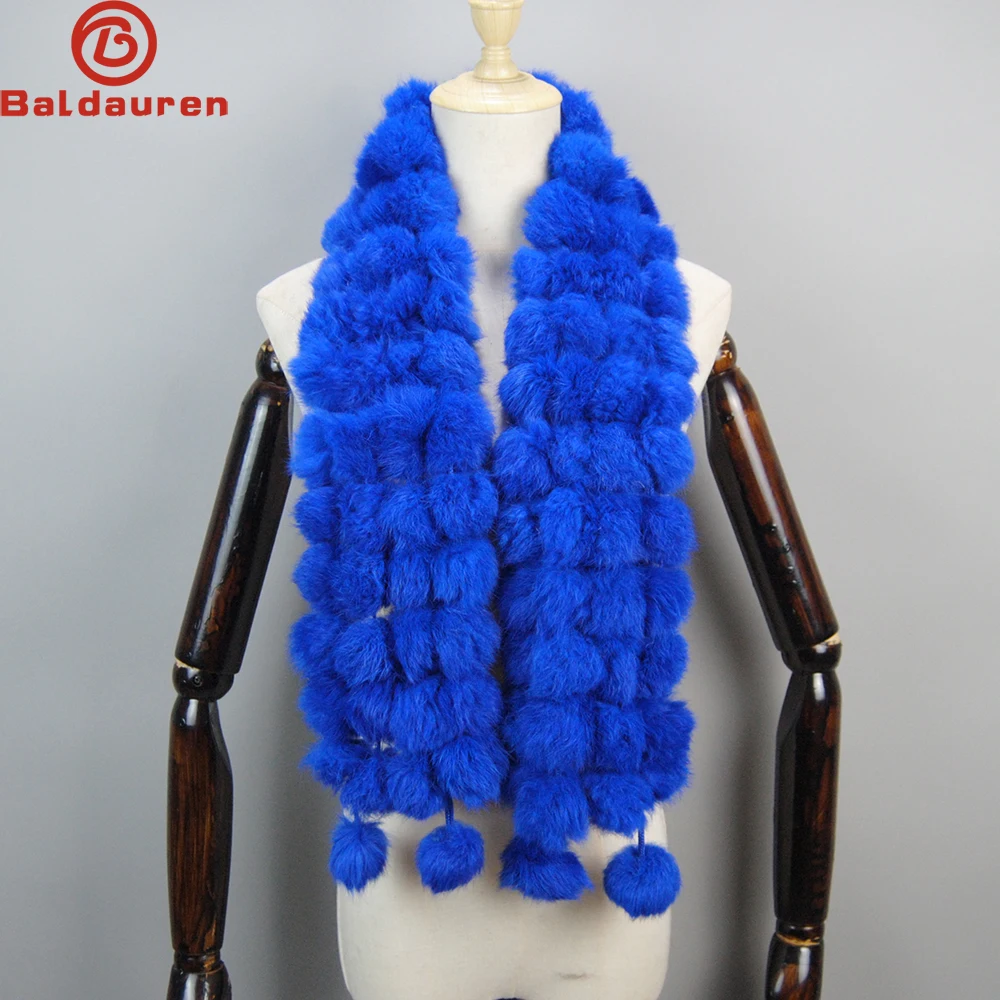 

2024 New Fashion Natural Rabbit Fur Scarf Lady Winter Warm Real Rabbit Fur Muffler Women Knitted 100% Genuine Rabbit Fur Scarves