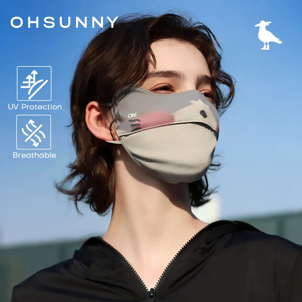 OhSunny UV Protection Mask New Fashion UPF2000+ Washable Cool Lining Cartoon Face Cover for Outdoors Cycling Solar Blocker