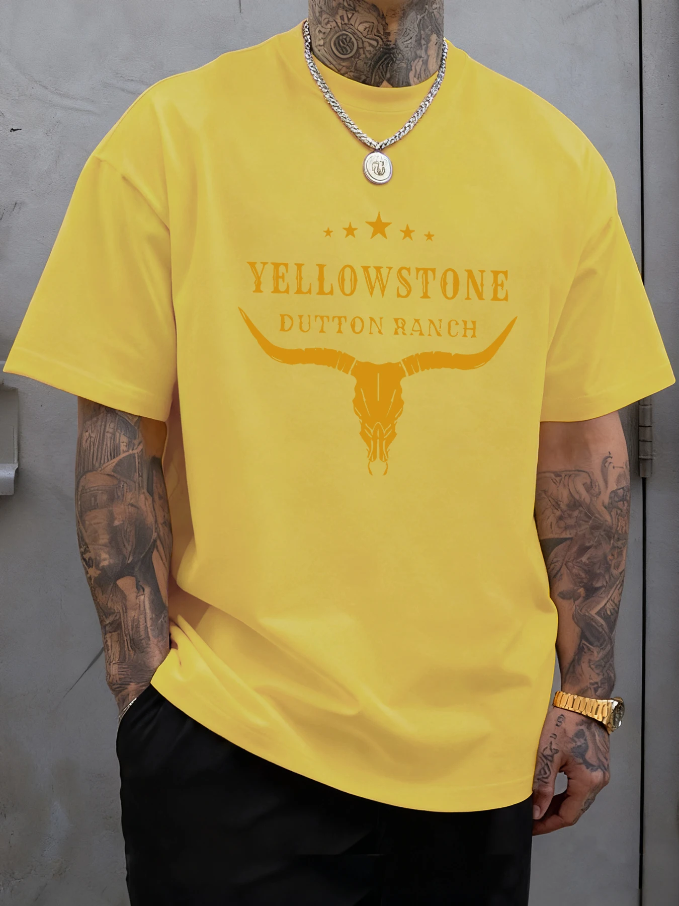 Yellow Stone Dutton Ranch Graphic Men's Casual Cotton T-Shirt