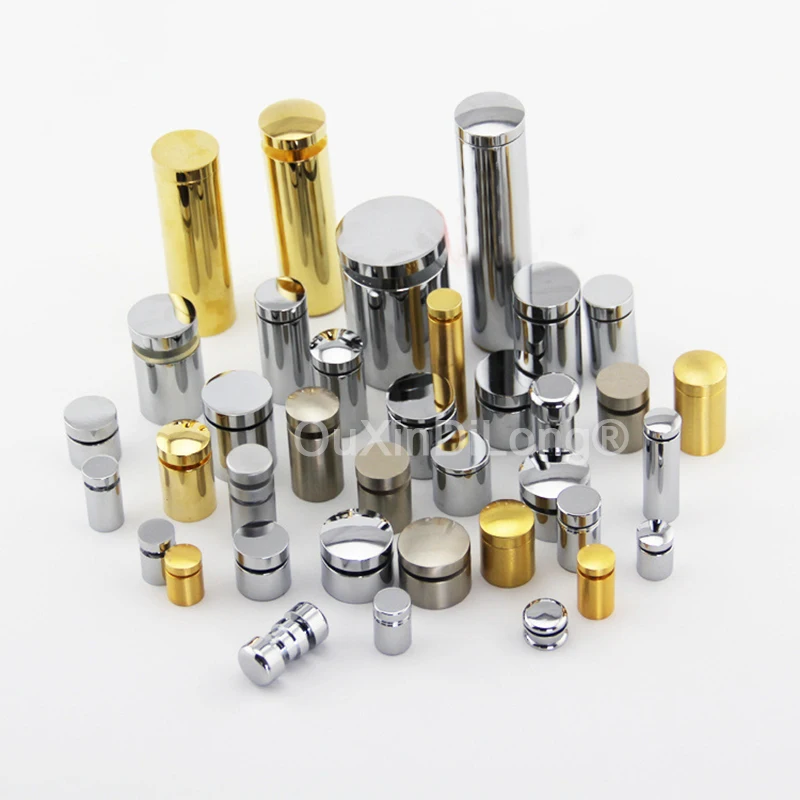 

Customized 1000PCS Glass Fasteners Standoffs Brass Acrylic Advertisement Standoffs Pin Nails Billboard Holder Screws FG928