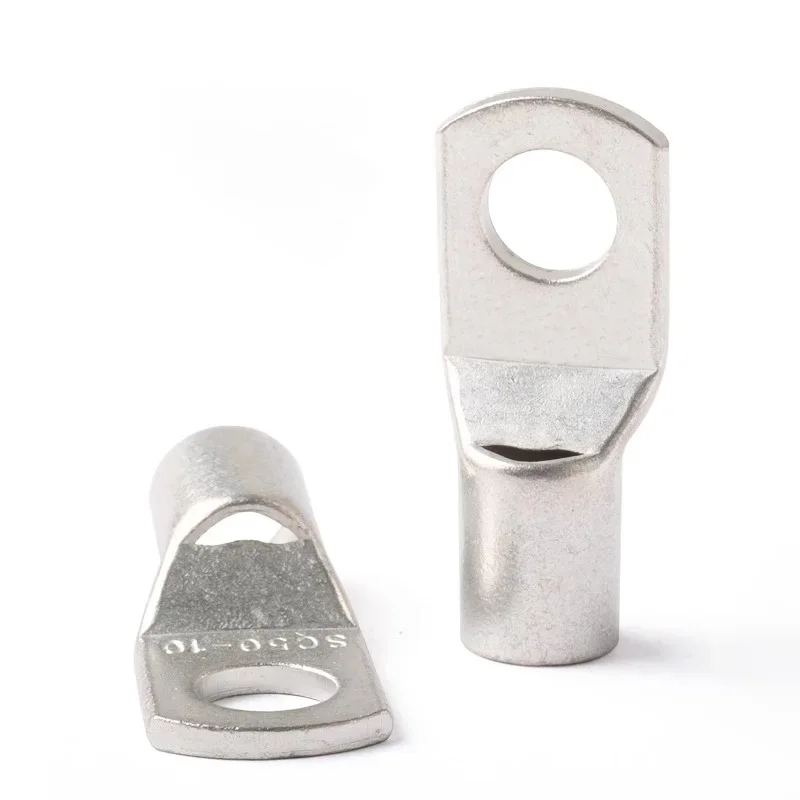 Electrical Wire Connector 100pcs SC Type Wire Nose Terminal SC6 SC8 SC10 SC16 SC25 Bare Copper Battery Block Cable Lugs Hole 6mm 8mm 10mm Crimp Connector