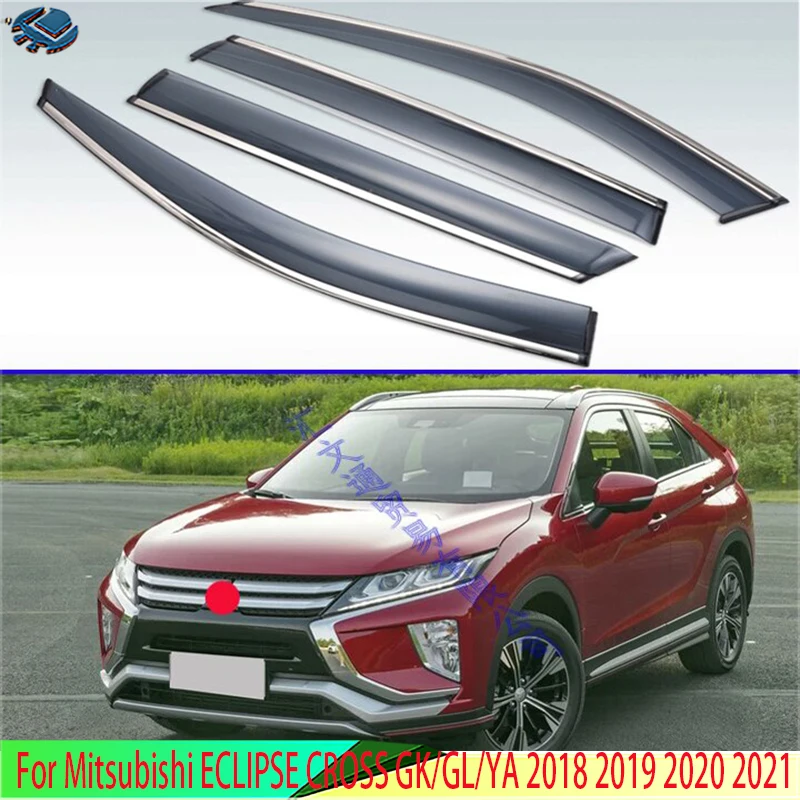 Plastic Exterior Visor Vent Shades Window Sun Rain Guard Deflector 4pcs For Mitsubishi ECLIPSE CROSS GK/GLYA