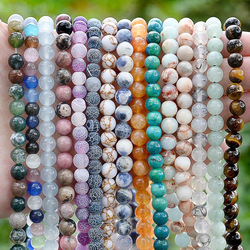 Natural Stone Beads Tiger Eye Amethysts Lava Agates Turquoise Round Loose Beads For Jewelry Making DIY Bracelet 4/6/8/10MM 1