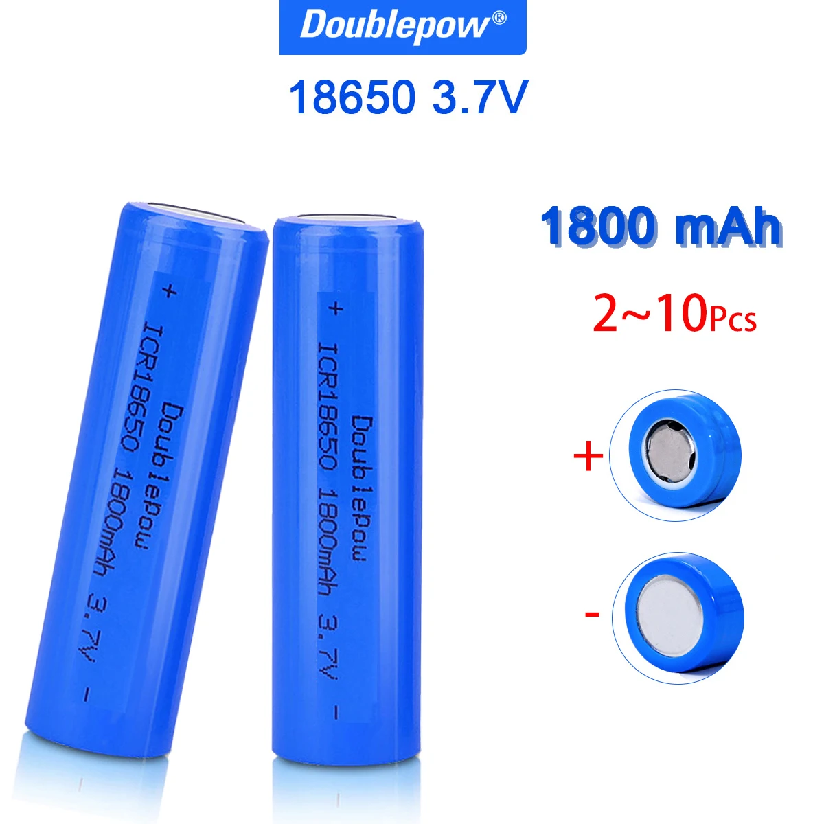 

10pcs DOUBLEPOW 3.7V Flat Head 18650 Battery 1800mah Rechargeable Lilon Lithium Battery For Flashlight Electrical Tool Toys