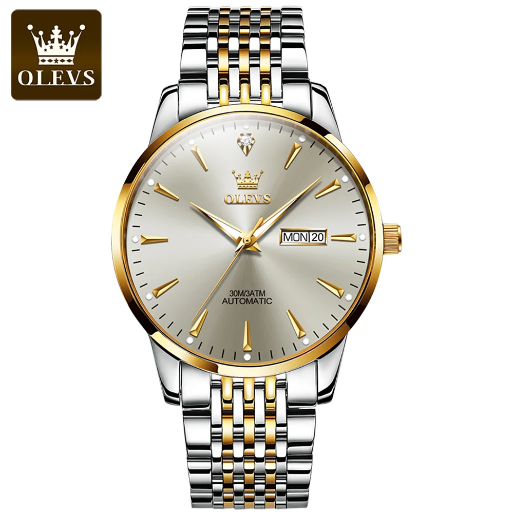 OLEVS Luxury Women's Automatic Waterproof Stainless Steel Watch with Casual Design
