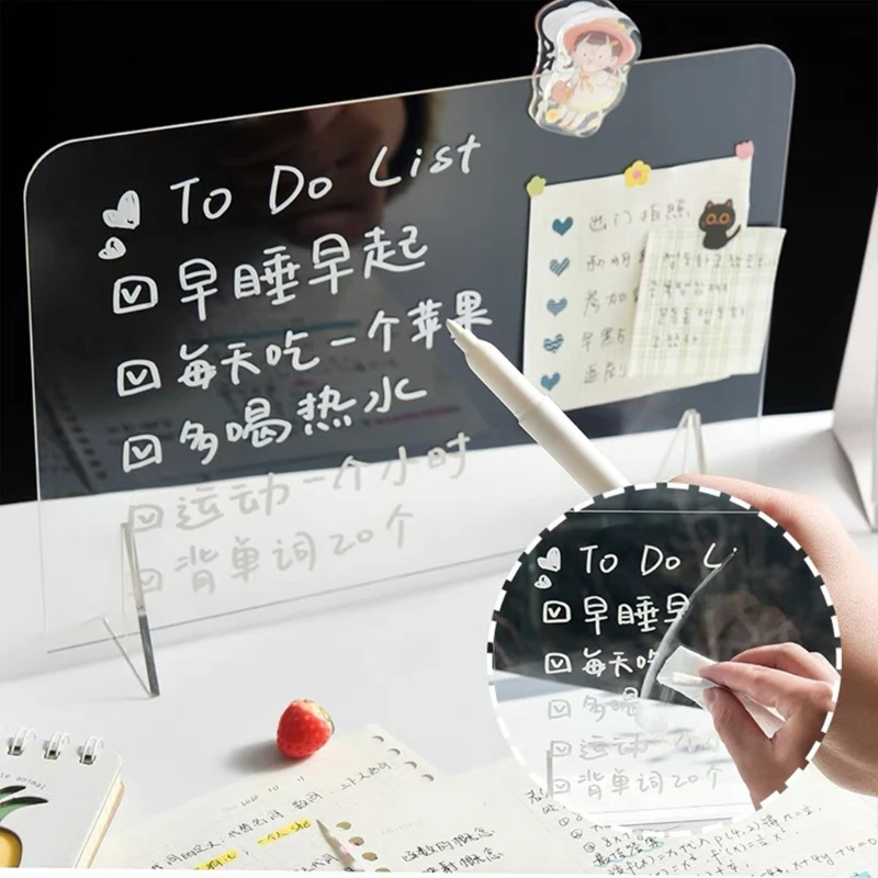 Acrylic Memo Tablet Erasable Board Whiteboard Desk Decoration for Doing List
