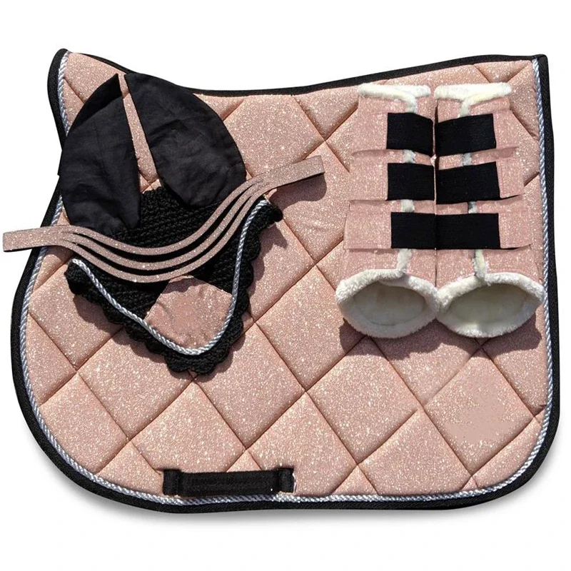 Shiny Saddle Pad Set, Horse Boots, Medicine Bell, Boots Sheet, equestrian Fly Mask, Dressage