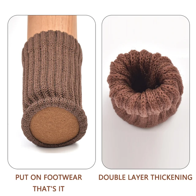 16Pcs Chair Legs Socks Knitted Furniture Feet Floor Protectors Anti-slip Pads Silent Thicken Table Chair Leg Socks Covers 2
