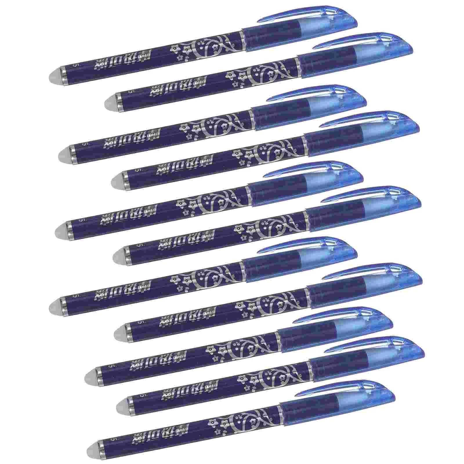 

12pcs Portable Erasable Pen Set Blue Come Pen Writing Pens for Exam Spare Office Working