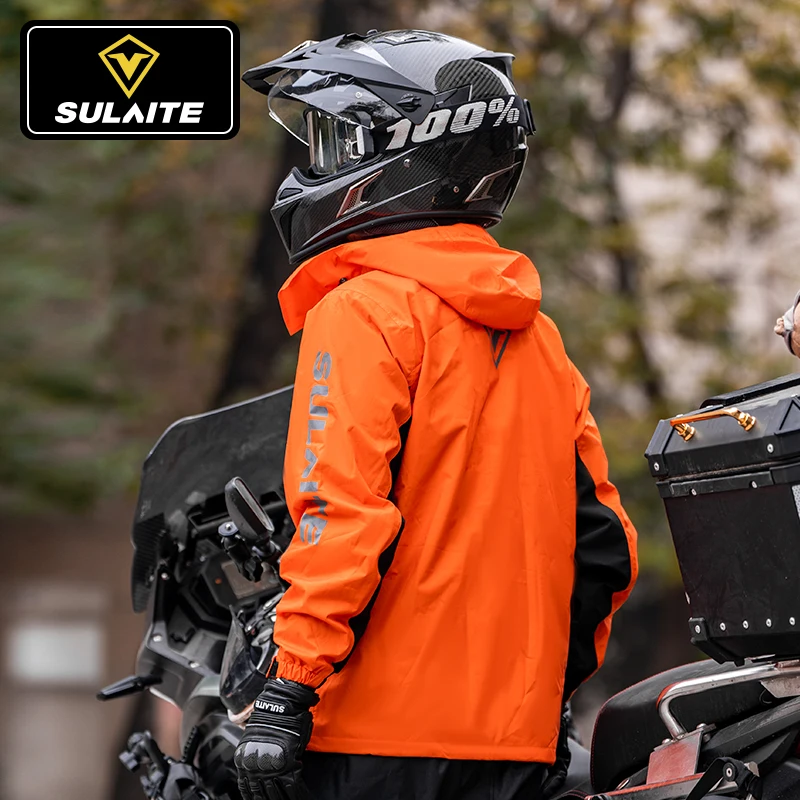 SULAITE Motorcycle Rainsuit Split Raincoat Waterproof Jacket Pants Reflective Windproof Cap Hat Pocket Shoes Cover