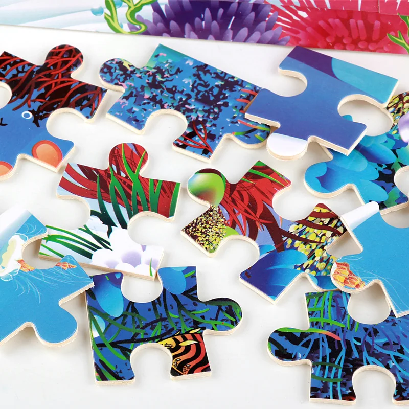 Jigsaw Puzzles Wooden Jigsaw Puzzles Wooden Puzzle Toys Educational Puzzles 100pcs Cartoon Animal Wooden Puzzles Farm Dinosaur Jıgsaw Puzzle Baby Early Education Montessori Toys for Kids Gifts