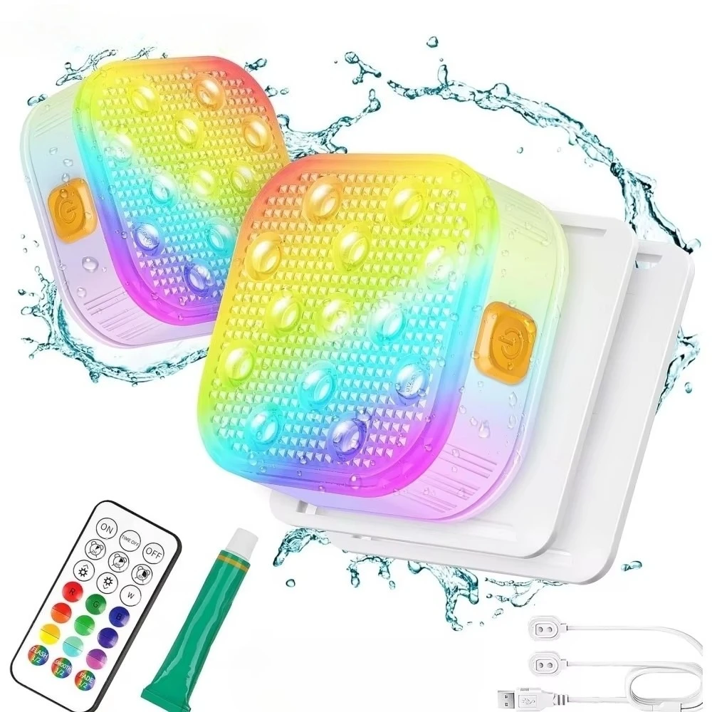 Updated Submersible LED Lights with Remote Underwater Pool Light IP68 ...