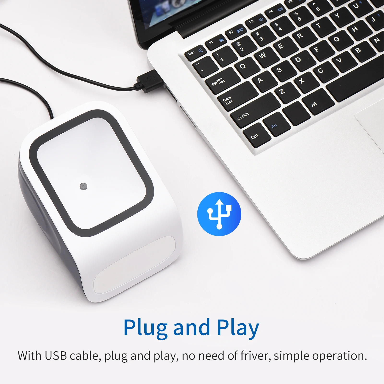 New 1D 2D QR Desktop Barcode Scanner Platform Hands-free USB Wired Bar Code Reader Scanner Plug&Play Compatible Window Android