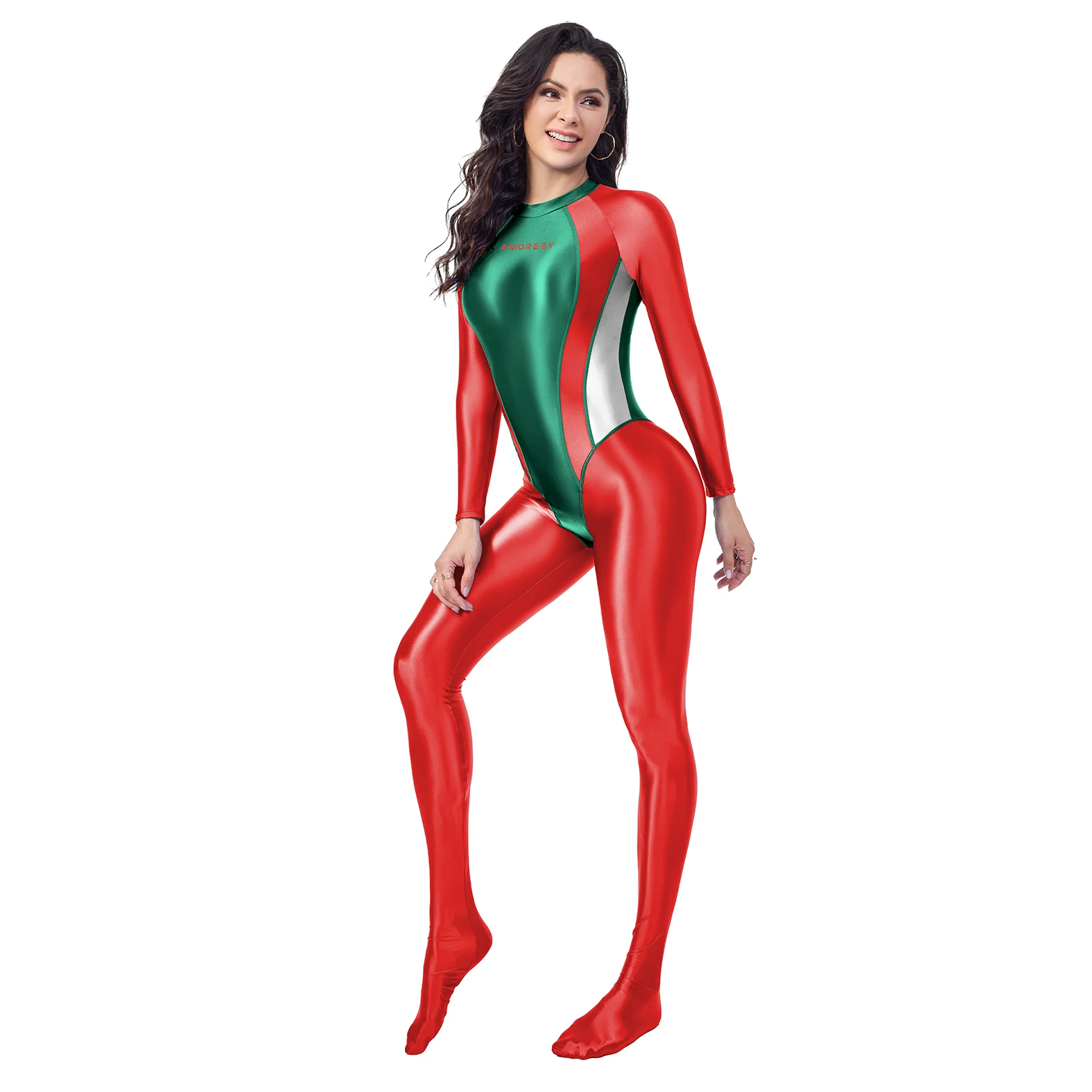 AMORESY Crystari Festive Spandex Long Sleeve Bodysuit Playsuits Catsuits Christmas Style Gift Bodysuit Jumpsuits 5