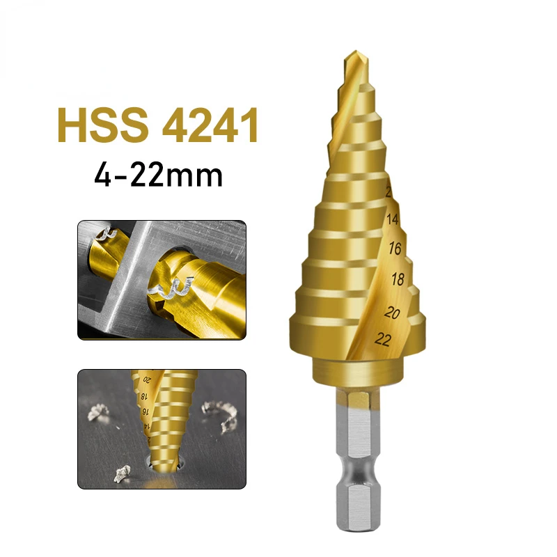 4-22mm HSS Spiral Fluted Center Drill Bit Carbide Mini Drill Accessories Titanium Step Cone Fluted Center Drill Bit