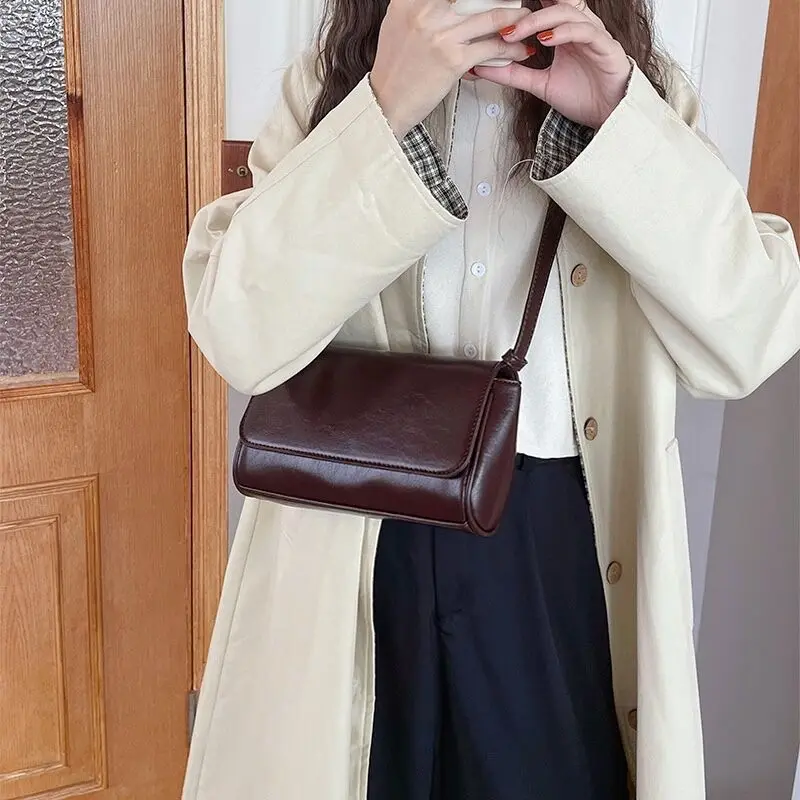 

early autumn new retro all-in-one oil wax leather crossbody small square ins women's casual shoulder underarm bag