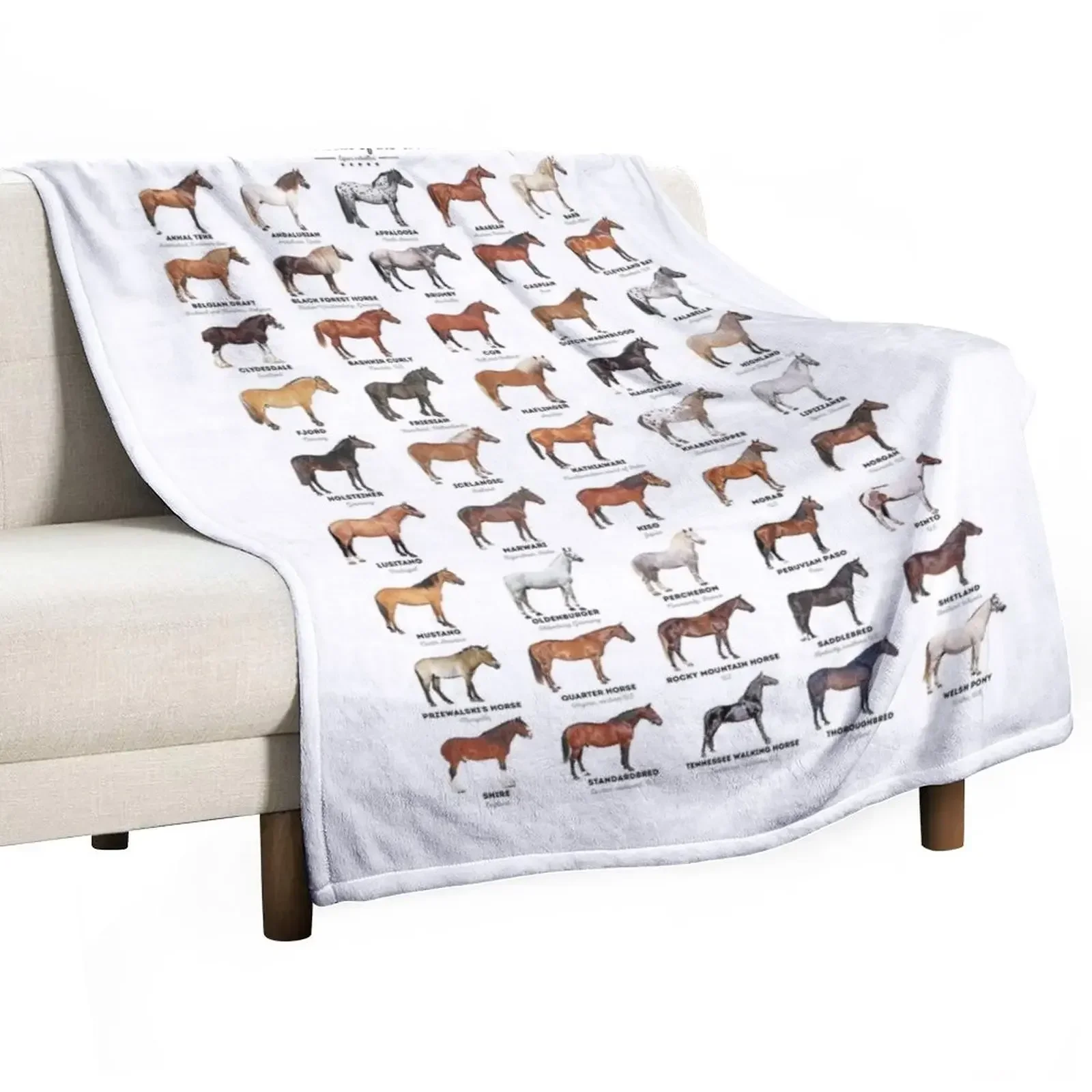 

Horse Breeds Of The World Throw Blanket Large Blankets For Bed Vintage Soft Plush Plaid Blankets