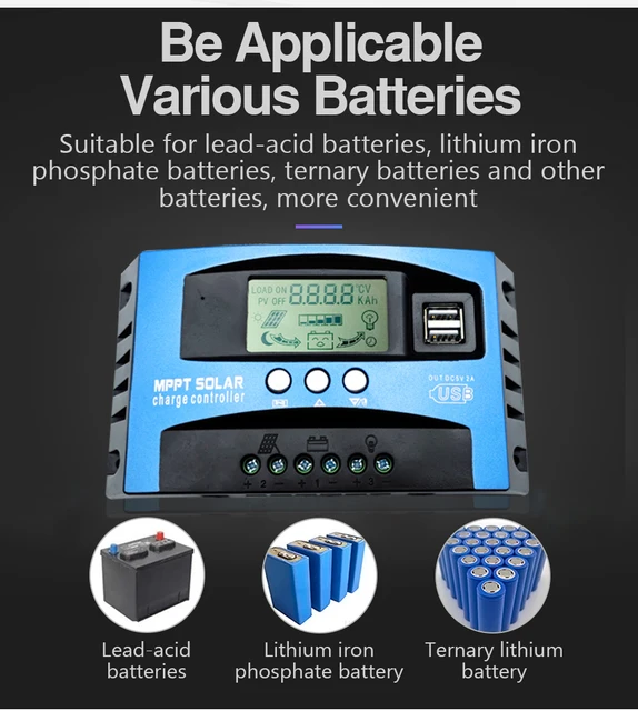 Regolatore Di Carica Solare MPPT PowMr 30A/100A 12V/24V Con Display LCD E USB