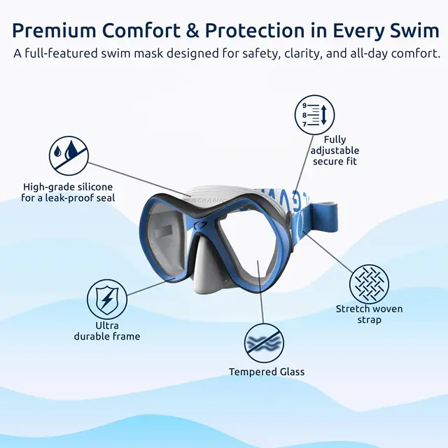 20328-531787.jpg Snorkeling Set with Panoramic Wide View Tempered Glass Mask, Snorkel, Fins and Mesh Carry Bag for Scuba Diving