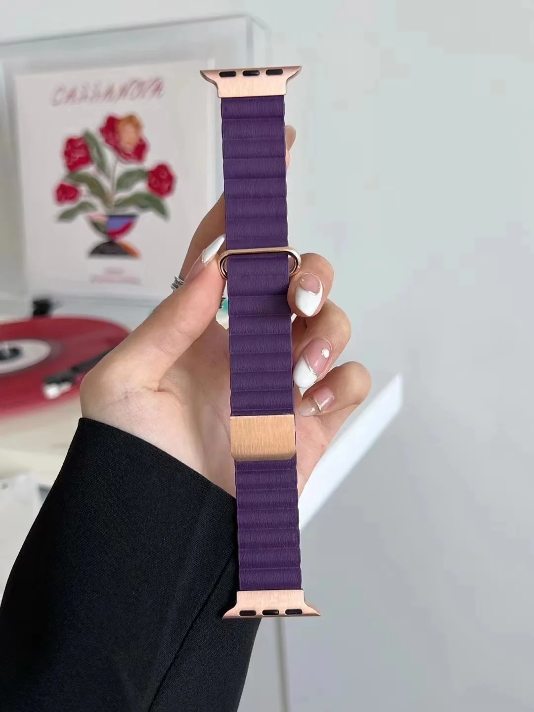 Metal Magnetic Loop strap For Apple Watch Band 49mm 45mm 41mm 44mm 42mm 40mm 38mm Leather bracelet iWatch Ultra 8 7 6 5 4 3 SE