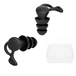 Triple - Layer Silicone Reusable Earplugs - Waterproof & Noise - Reducing for Comfort in Swimming, Sleeping, and Diving (Black)