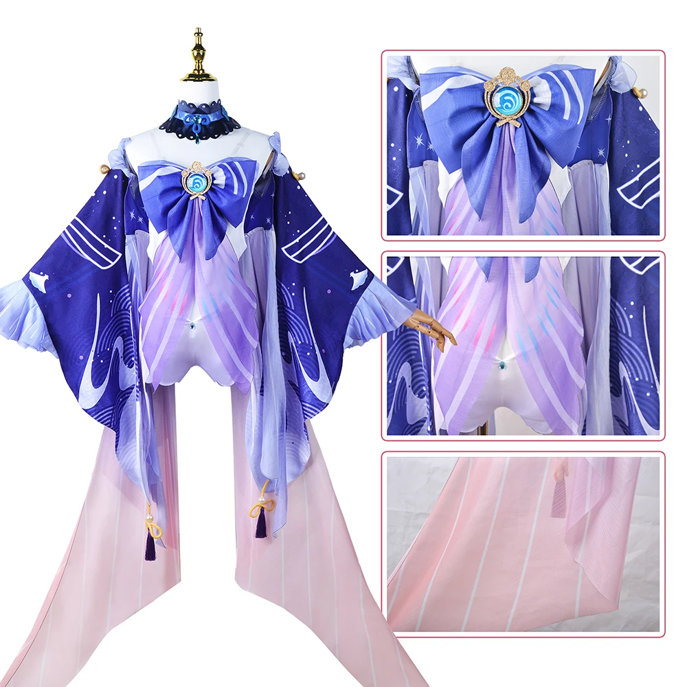 Sangonomiya Kokomiコスプレコスチューム、genshin影響ウィッグ 