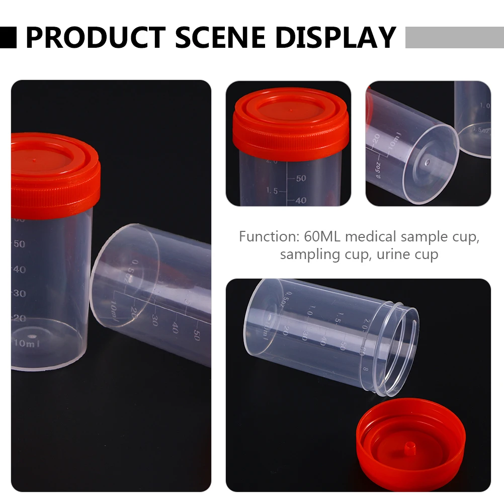 Cup with Lid Cup with Scale Fluid Sample Container Urine Collection Specimen Cups Lids Specimen Bottle