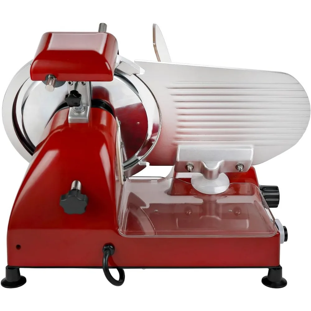 10" Premium Chromium-plated Steel Blade Electric Deli Meat Cheese Food Slicer with Serving Plate Commercial and 6